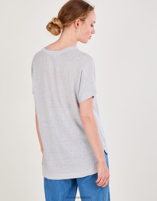 Monsoon megztinis trumpomis rankovėmis moterys pilka apranga DPXBJ2794