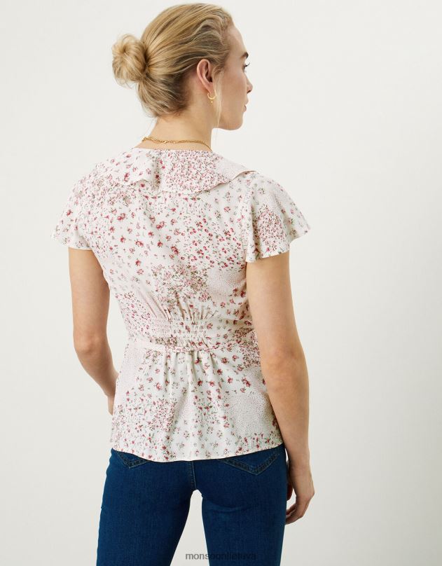 Monsoon peri ditsy patch print wrap top moterys dramblio kaulo apranga DPXBJ760