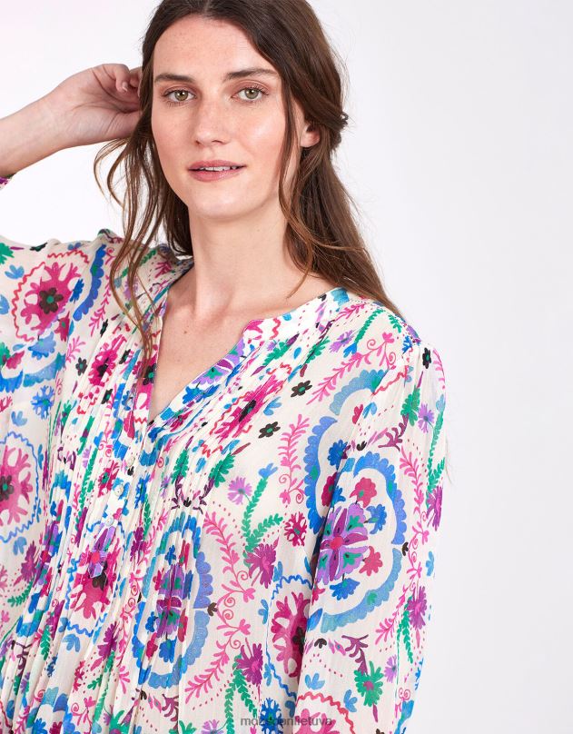 Monsoon rytų preeti pintuck palaidinė moterys baltas apranga DPXBJ458