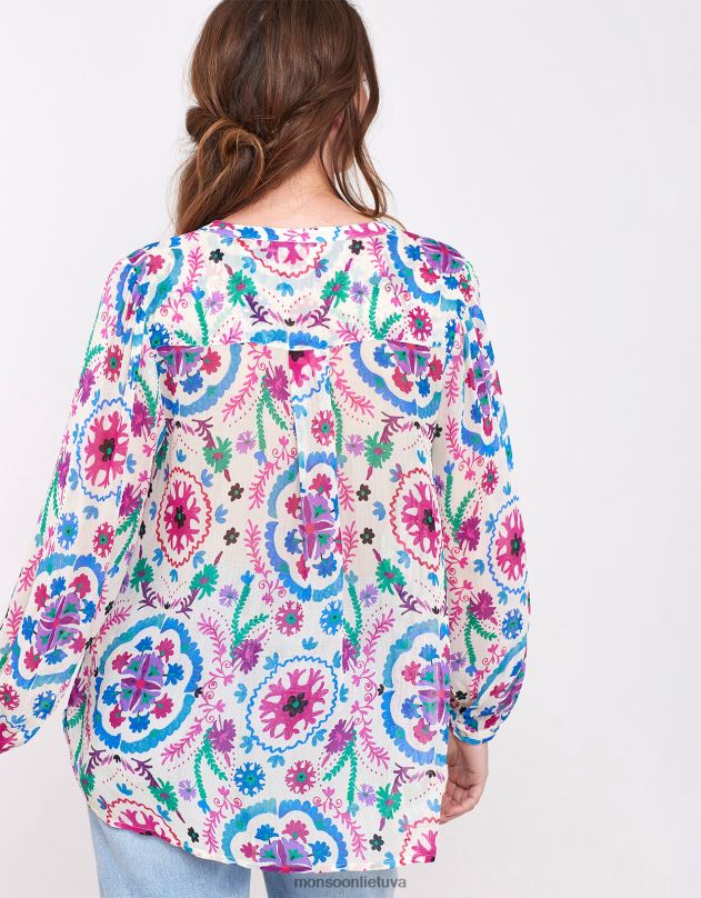 Monsoon rytų preeti pintuck palaidinė moterys baltas apranga DPXBJ458