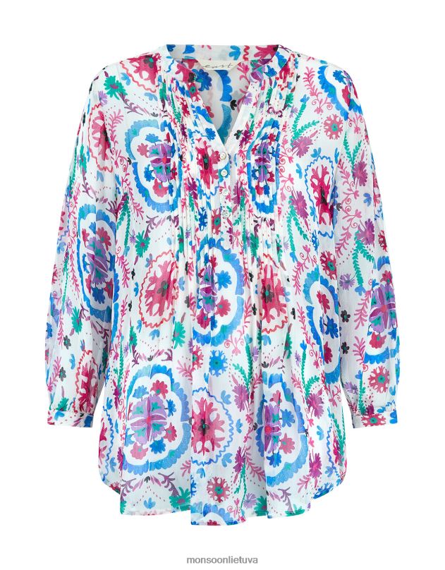 Monsoon rytų preeti pintuck palaidinė moterys baltas apranga DPXBJ458