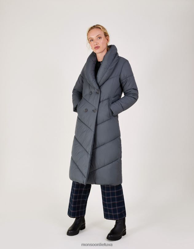 Monsoon Clara paminkštintas maksi paltas iš perdirbto poliesterio moterys pilka (anglis) apranga DPXBJ333