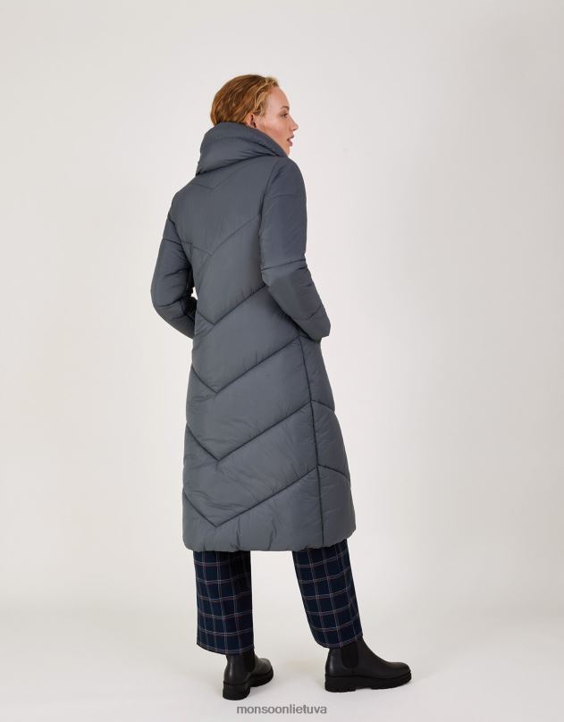 Monsoon Clara paminkštintas maksi paltas iš perdirbto poliesterio moterys pilka (anglis) apranga DPXBJ333