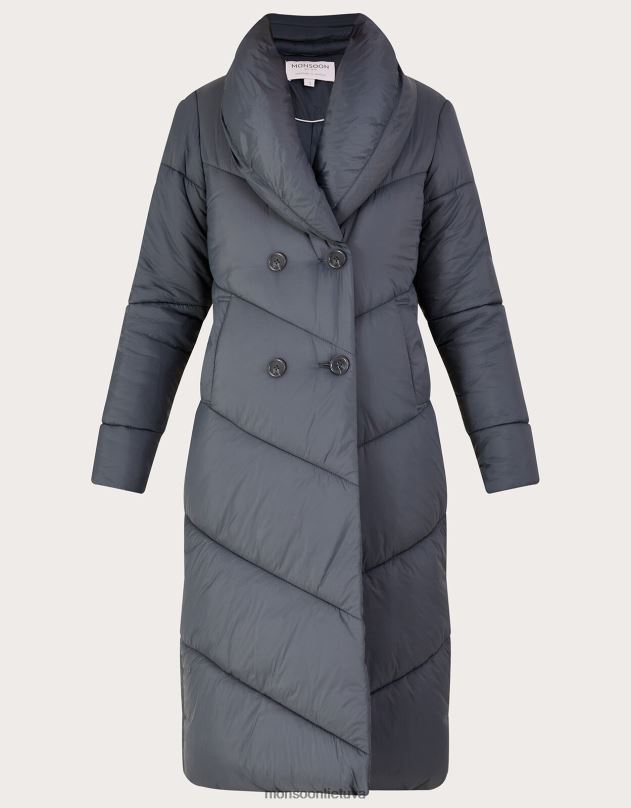 Monsoon Clara paminkštintas maksi paltas iš perdirbto poliesterio moterys pilka (anglis) apranga DPXBJ333