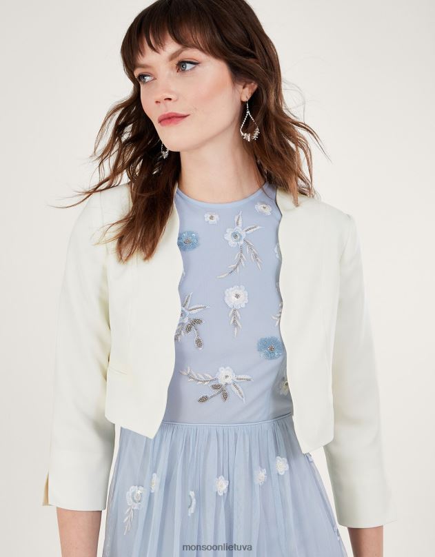 Monsoon Hortensia scallop crop striukė su perdirbtu poliesteriu moterys dramblio kaulo apranga DPXBJ816