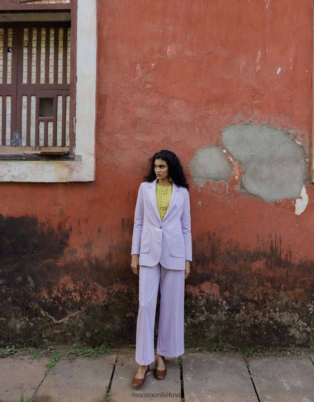 Monsoon Lauren paprastas švarkas moterys violetinė (alyvinė) apranga DPXBJ442