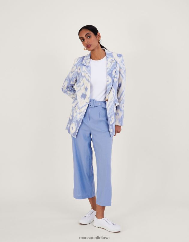 Monsoon Peggy švarkas iš lino mišinio moterys mėlyna apranga DPXBJ596