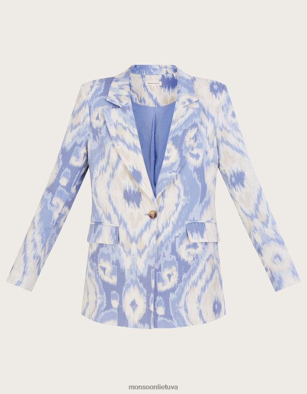 Monsoon Peggy švarkas iš lino mišinio moterys mėlyna apranga DPXBJ596