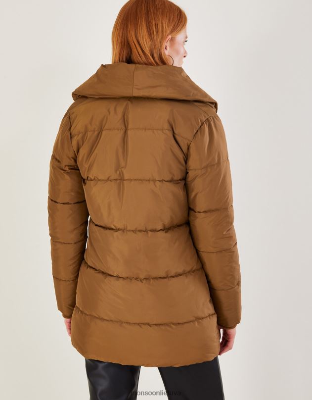Monsoon Shannon skara apykakle paminkštintas paltas moterys kupranugaris (karamelė) apranga DPXBJ632