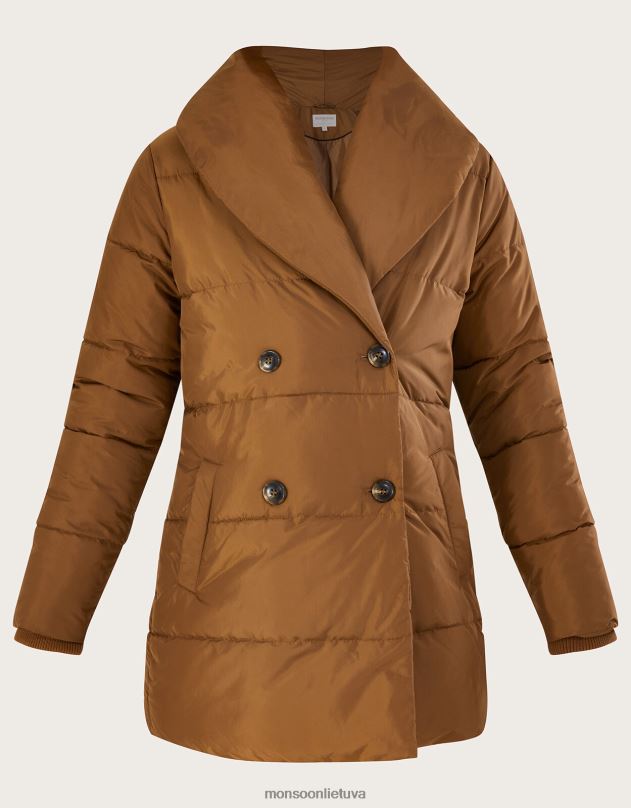 Monsoon Shannon skara apykakle paminkštintas paltas moterys kupranugaris (karamelė) apranga DPXBJ632
