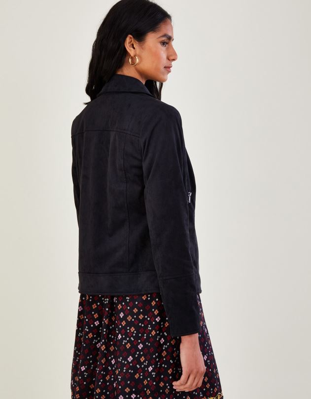 Monsoon Stacy-ann Suedette dviratininkas moterys juodas apranga DPXBJ1094