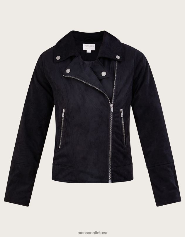 Monsoon Stacy-ann Suedette dviratininkas moterys juodas apranga DPXBJ1094