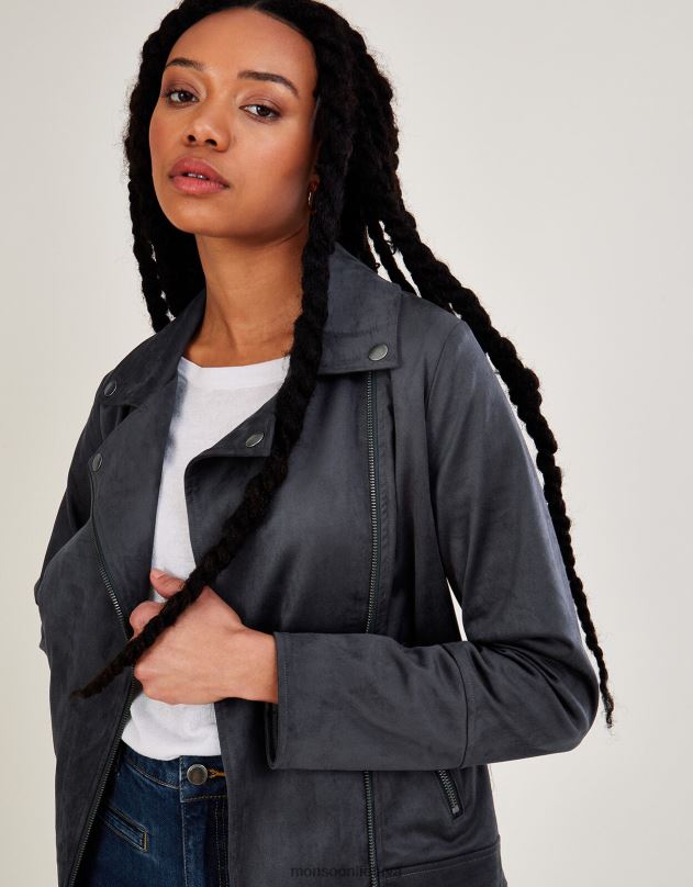 Monsoon Stacy-ann Suedette dviratininkas moterys pilka apranga DPXBJ917