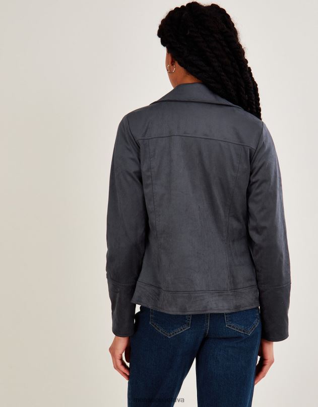 Monsoon Stacy-ann Suedette dviratininkas moterys pilka apranga DPXBJ917