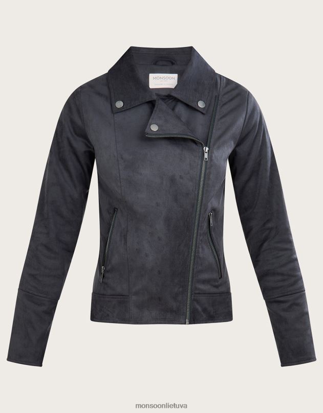 Monsoon Stacy-ann Suedette dviratininkas moterys pilka apranga DPXBJ917