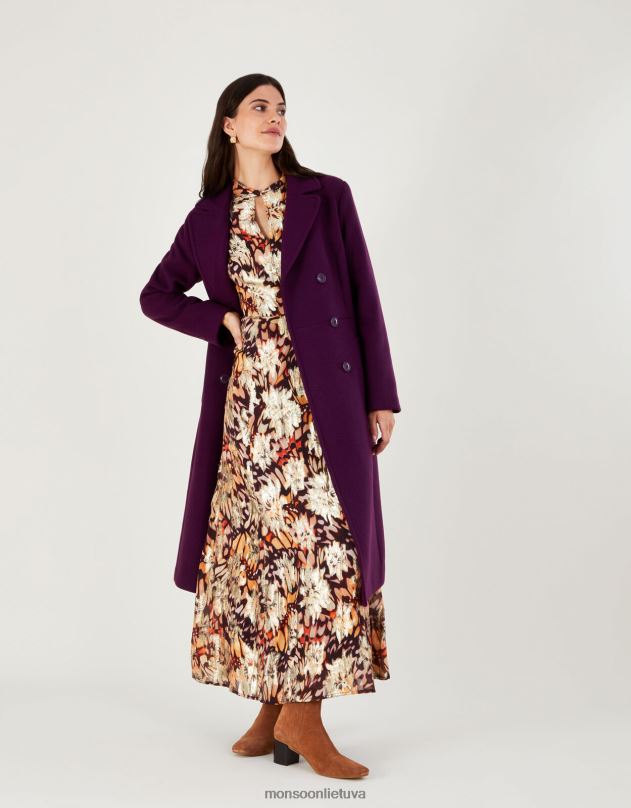 Monsoon danielle sijonuotas paltas moterys raudona (uogų) apranga DPXBJ835