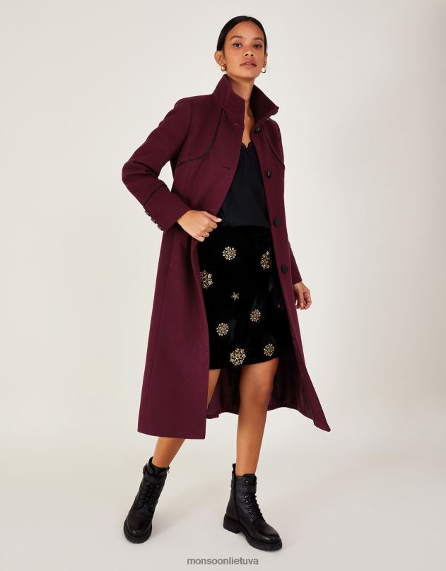 Monsoon fiona pu antgaliais piltuvo kailis moterys raudona (uogų) apranga DPXBJ589