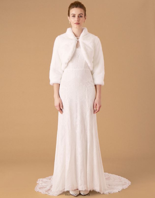 Monsoon marijos dirbtinio kailio nuotakos striukė moterys dramblio kaulo apranga DPXBJ1173