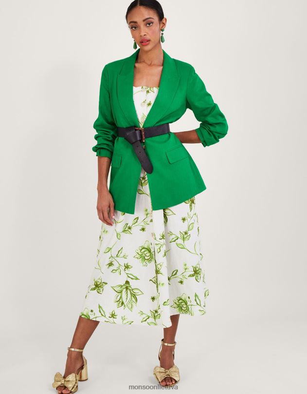 Monsoon stella striukė iš lino mišinio moterys žalias apranga DPXBJ342