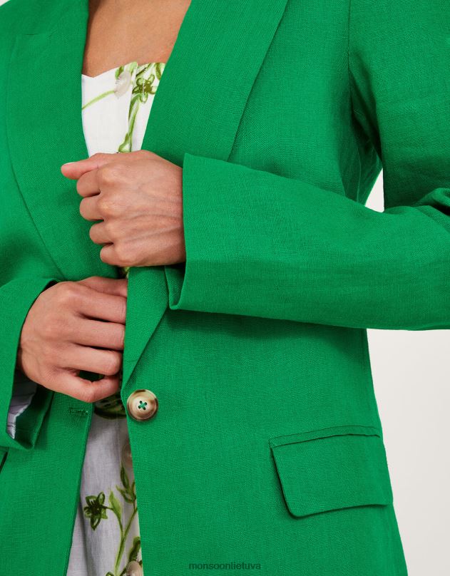 Monsoon stella striukė iš lino mišinio moterys žalias apranga DPXBJ342