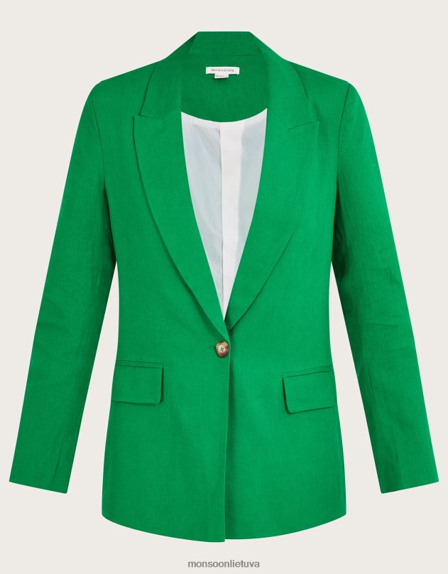 Monsoon stella striukė iš lino mišinio moterys žalias apranga DPXBJ342