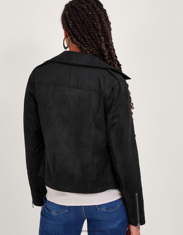 Monsoon suedette dviratininko striukė moterys juodas apranga DPXBJ7