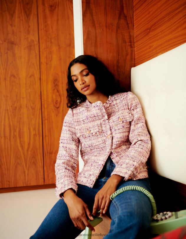 Monsoon toni tvido striukė moterys rožinis apranga DPXBJ456