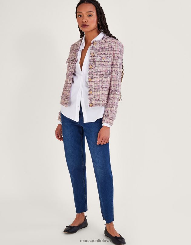 Monsoon toni tvido striukė moterys rožinis apranga DPXBJ456