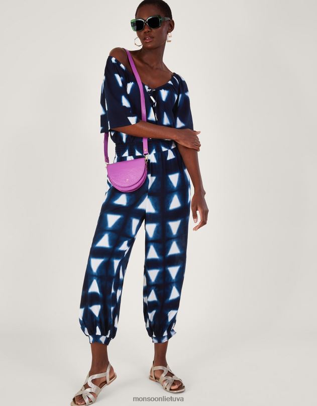 Monsoon Batikinės dažytos trikampės kelnės su lenzing ecovero moterys mėlyna (navy) apranga DPXBJ242