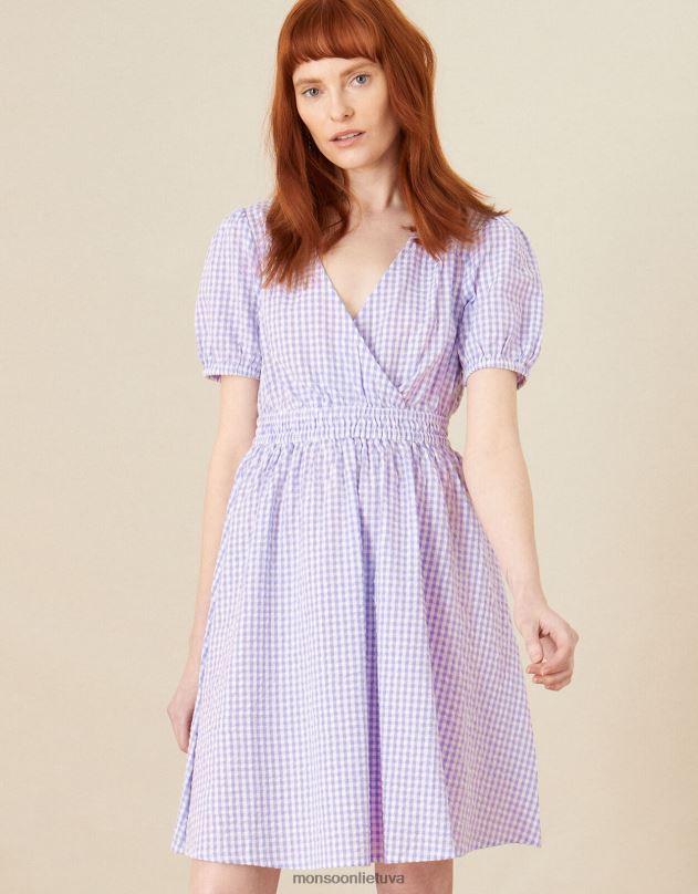 Monsoon gingham suknelė moterys violetinė (alyvinė) apranga DPXBJ666