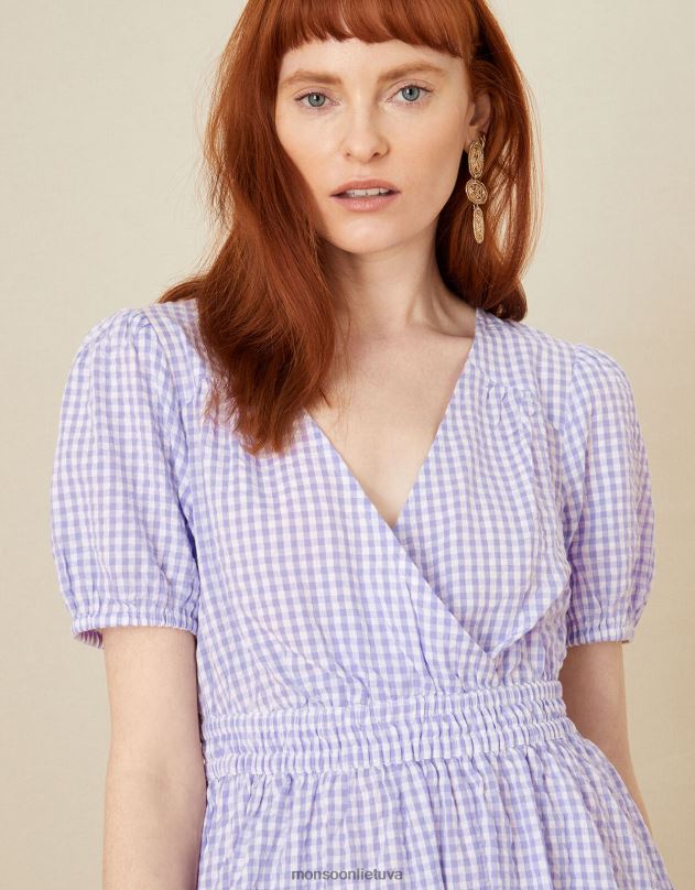 Monsoon gingham suknelė moterys violetinė (alyvinė) apranga DPXBJ666