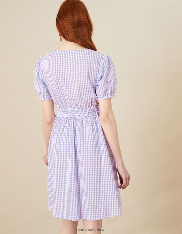 Monsoon gingham suknelė moterys violetinė (alyvinė) apranga DPXBJ666