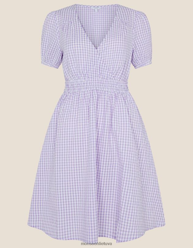 Monsoon gingham suknelė moterys violetinė (alyvinė) apranga DPXBJ666