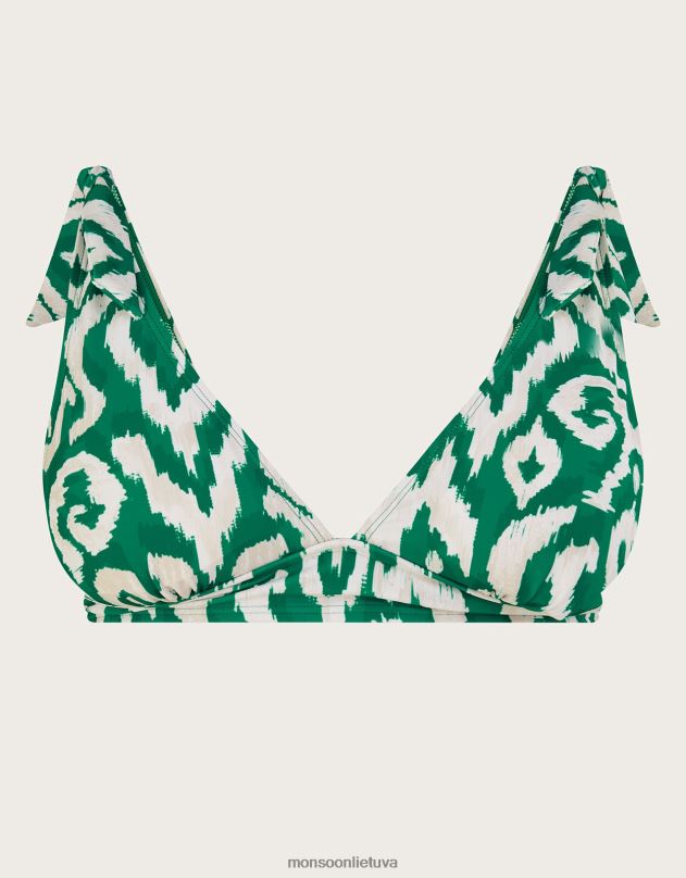 Monsoon ikat print bikinio viršutinė dalis su perdirbtu poliesteriu moterys žalias apranga DPXBJ436