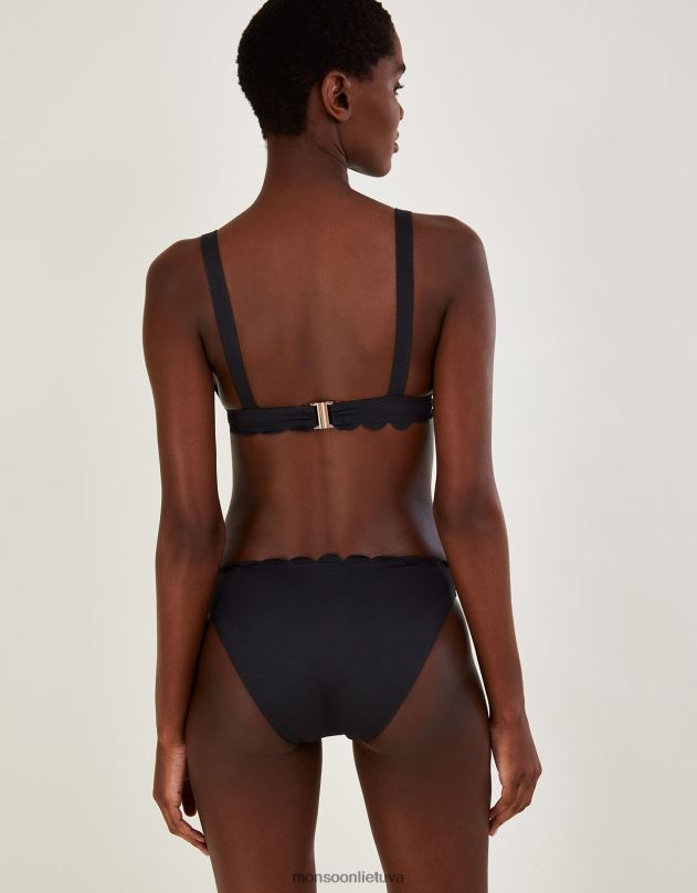 Monsoon šukutės krašto paprastos bikinio kelnaitės su perdirbtu poliesteriu moterys juodas apranga DPXBJ468