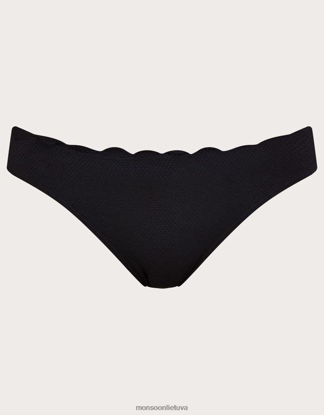 Monsoon šukutės krašto paprastos bikinio kelnaitės su perdirbtu poliesteriu moterys juodas apranga DPXBJ468