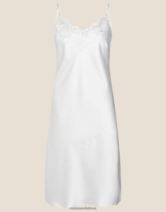Monsoon vestuvinė nėrinių satino naktinė suknelė moterys dramblio kaulo apranga DPXBJ1059