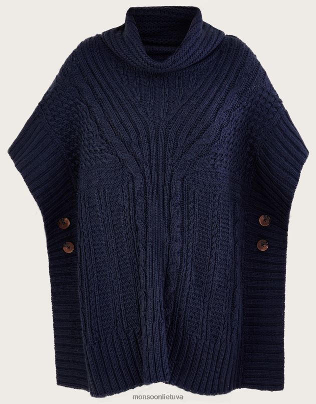 Monsoon pončas su gaubtu moterys mėlyna (navy) apranga DPXBJ355
