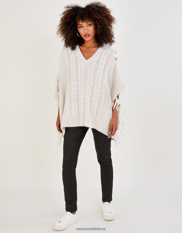 Monsoon pončas su gobtuvu moterys dramblio kaulo apranga DPXBJ498