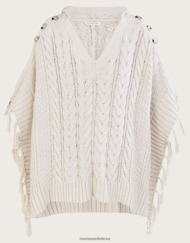 Monsoon pončas su gobtuvu moterys dramblio kaulo apranga DPXBJ498