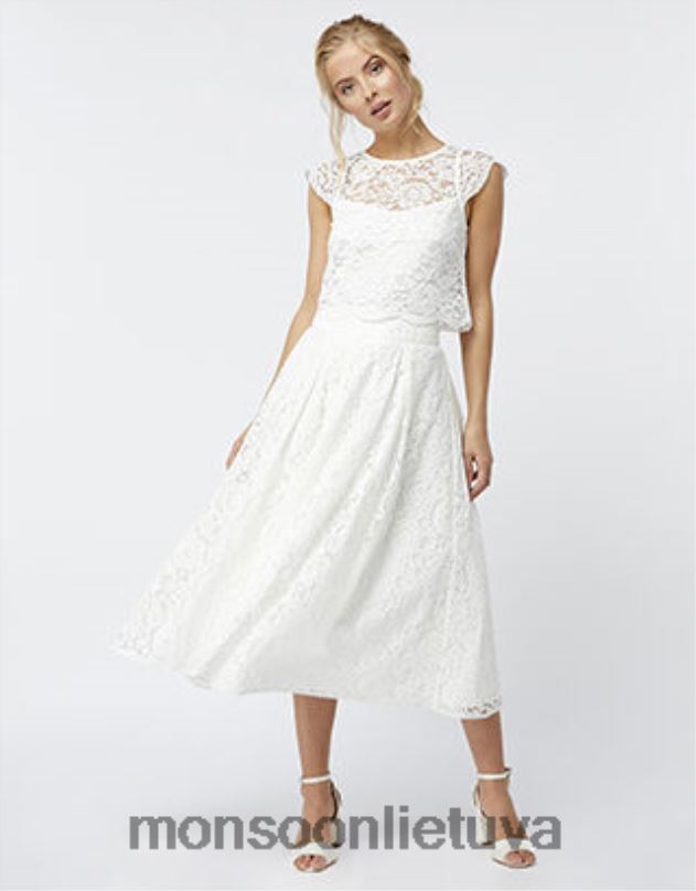 Monsoon Delilah nėriniuotas sijonas moterys dramblio kaulo apranga DPXBJ1174