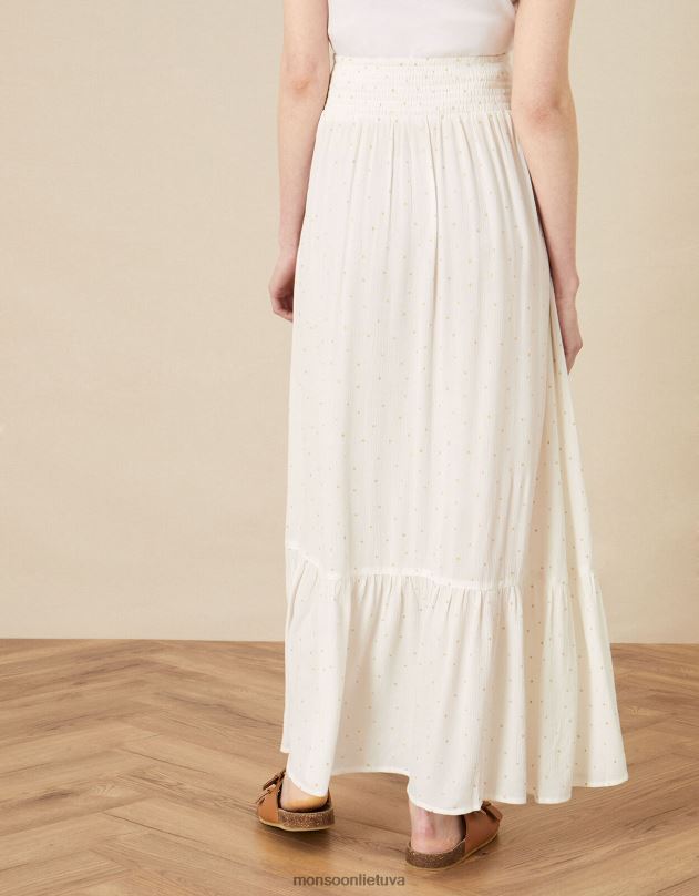 Monsoon daugiapakopis folijos raštas maxi sijonas moterys baltas apranga DPXBJ856