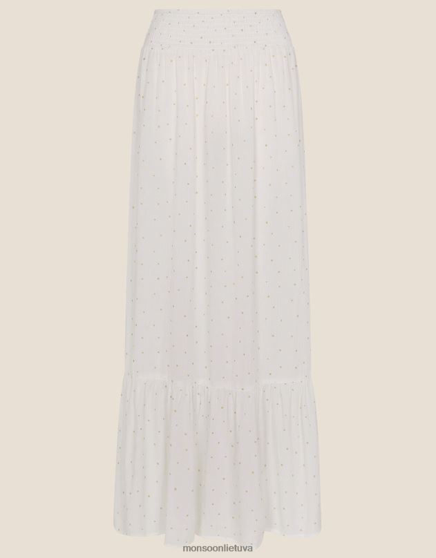 Monsoon daugiapakopis folijos raštas maxi sijonas moterys baltas apranga DPXBJ856