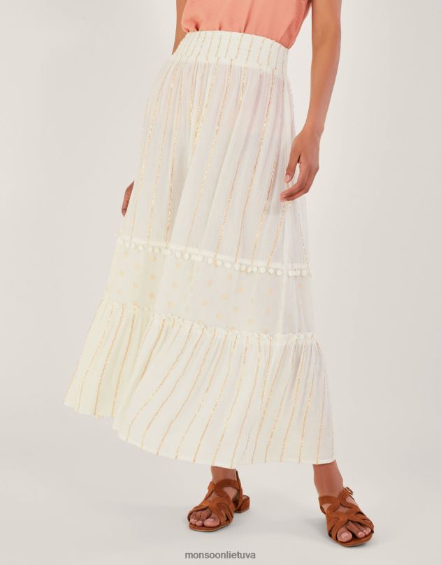 Monsoon daugiapakopis metalinis paplūdimio sijonas moterys baltas apranga DPXBJ200