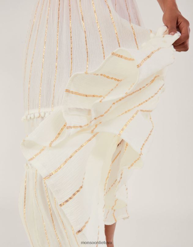 Monsoon daugiapakopis metalinis paplūdimio sijonas moterys baltas apranga DPXBJ200
