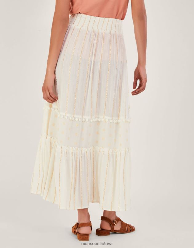 Monsoon daugiapakopis metalinis paplūdimio sijonas moterys baltas apranga DPXBJ200