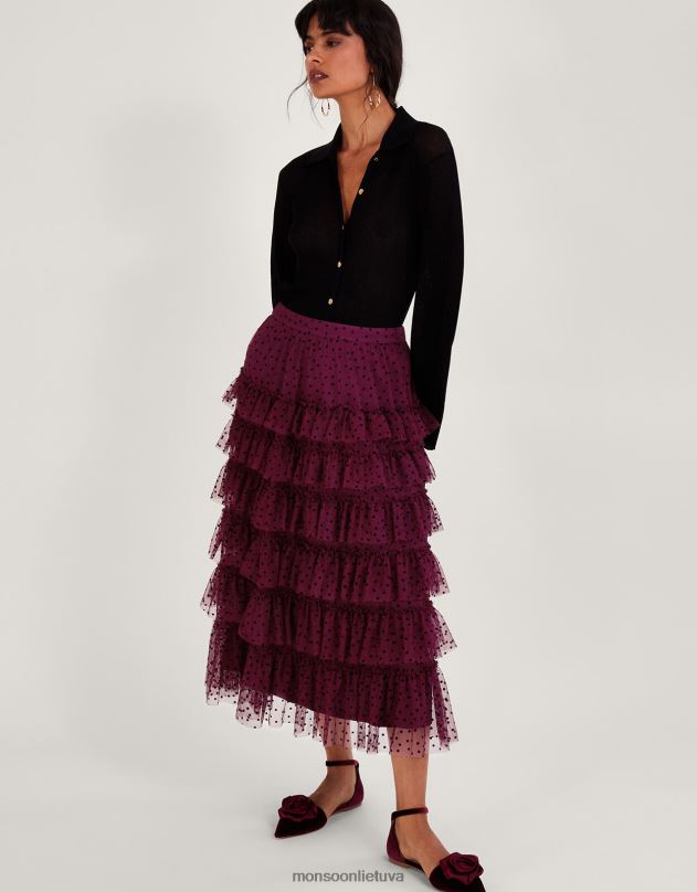 Monsoon della taškuotas pakopinis sijonas moterys raudona (uogų) apranga DPXBJ148