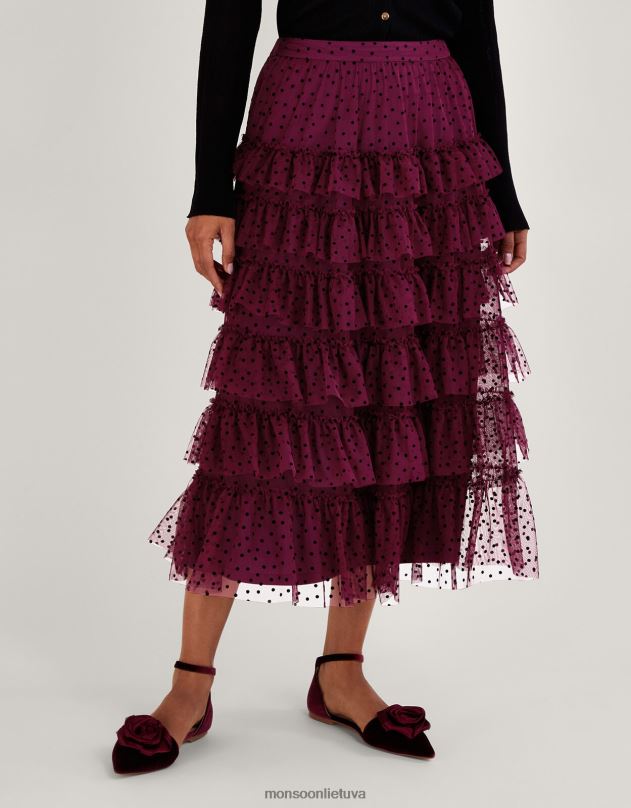 Monsoon della taškuotas pakopinis sijonas moterys raudona (uogų) apranga DPXBJ148