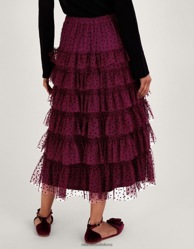 Monsoon della taškuotas pakopinis sijonas moterys raudona (uogų) apranga DPXBJ148