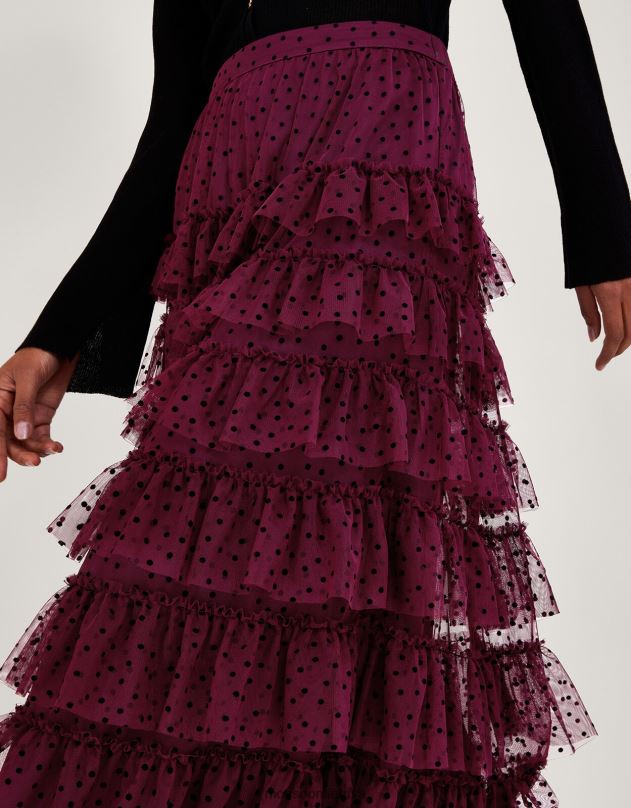 Monsoon della taškuotas pakopinis sijonas moterys raudona (uogų) apranga DPXBJ148